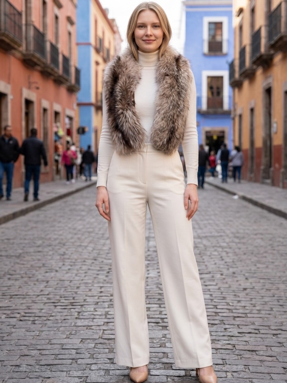 AOS Dyed Silver Fox Fur Stole – Genuine Fur Origin- Canada. Lining Origin- Italy